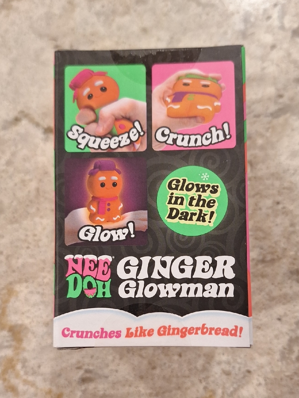 NeeDoh Ginger Glowman - Orange Glow-in-the-Dark Squishy Purple Hat Pink Scarf - Picture 3 of 5